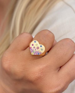 Natürlicher 0,62cts Regenbogen Saphir Ring in 14k Gold