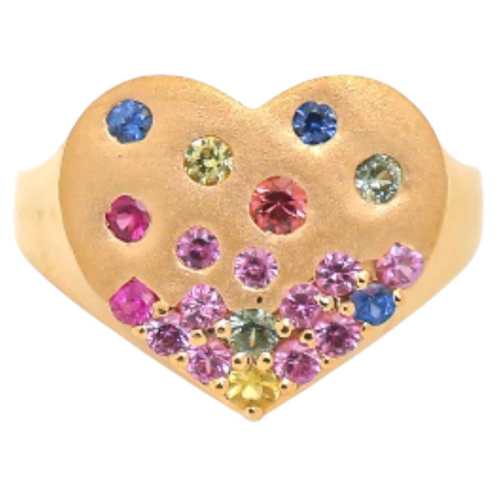Rainbow Sapphire Ring in 14K Yellow Gold, 0.62 Carats, India