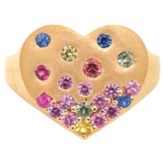 Natürlicher 0,62cts Regenbogen Saphir Ring in 14k Gold