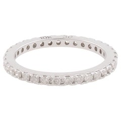 Bague d'éternité en or blanc 10 carats avec diamants pavés naturels de 0,63 carat