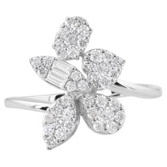 Anello con diamante baguette naturale da 0,63 carati SI Clarity HI Color Oro bianco 18 carati