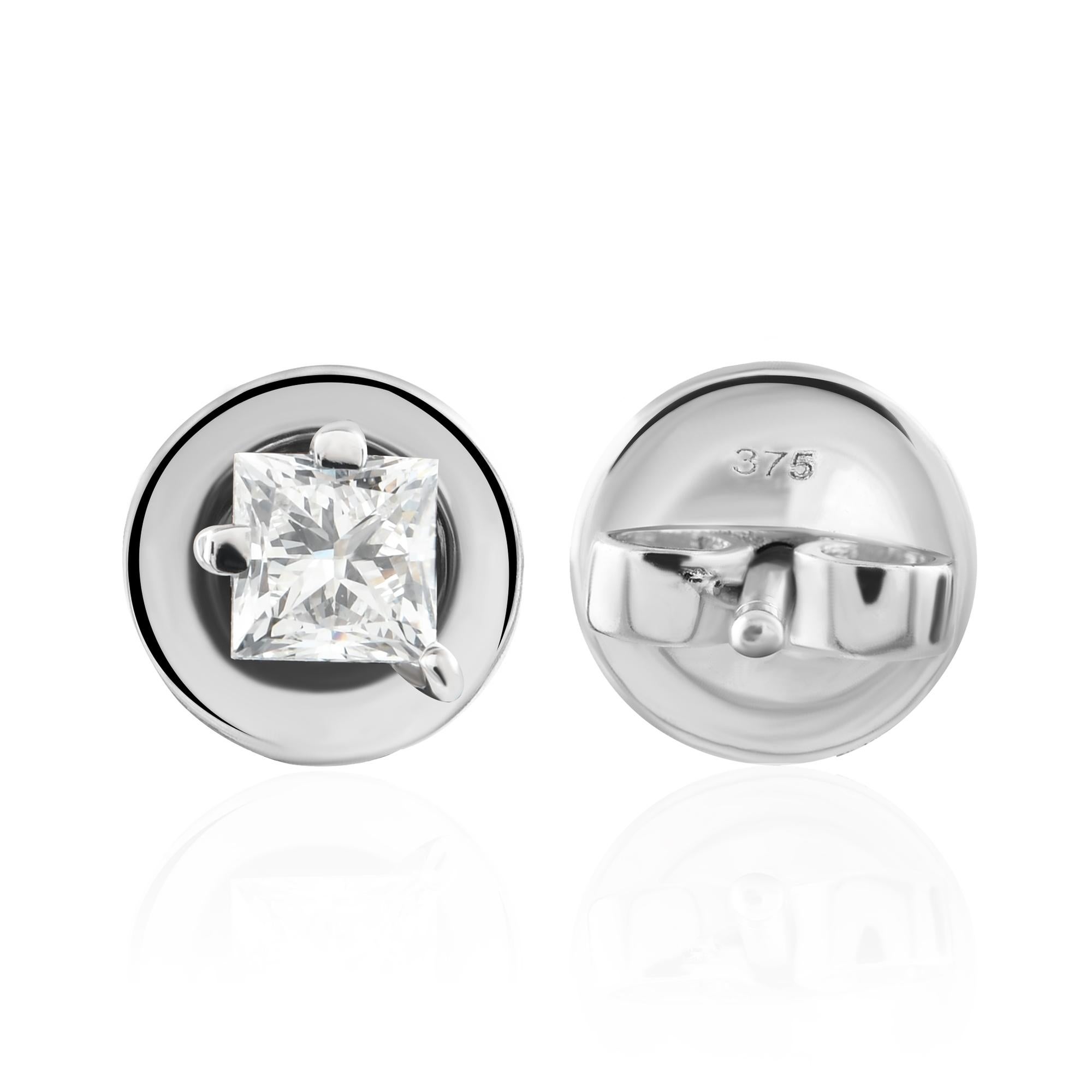 Pendientes finos de diamantes naturales de 0,63 quilates, claridad SI y color HI, oro blanco de 9 quilates Moderno en venta