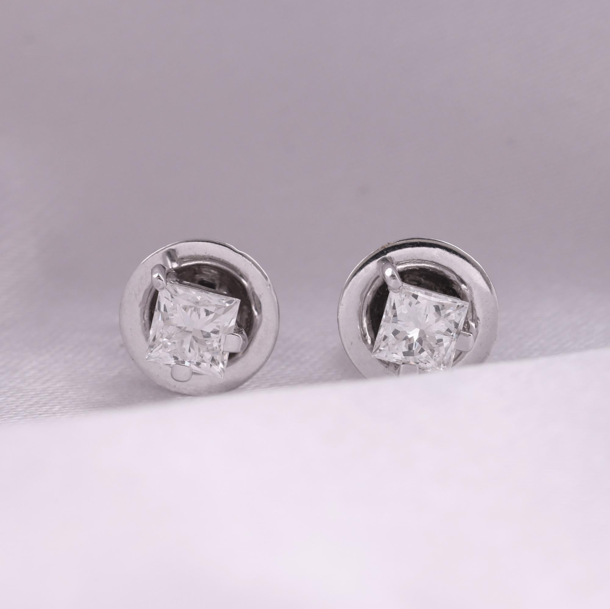 De las mujeres Pendientes finos de diamantes naturales de 0,63 quilates, claridad SI y color HI, oro blanco de 9 quilates en venta