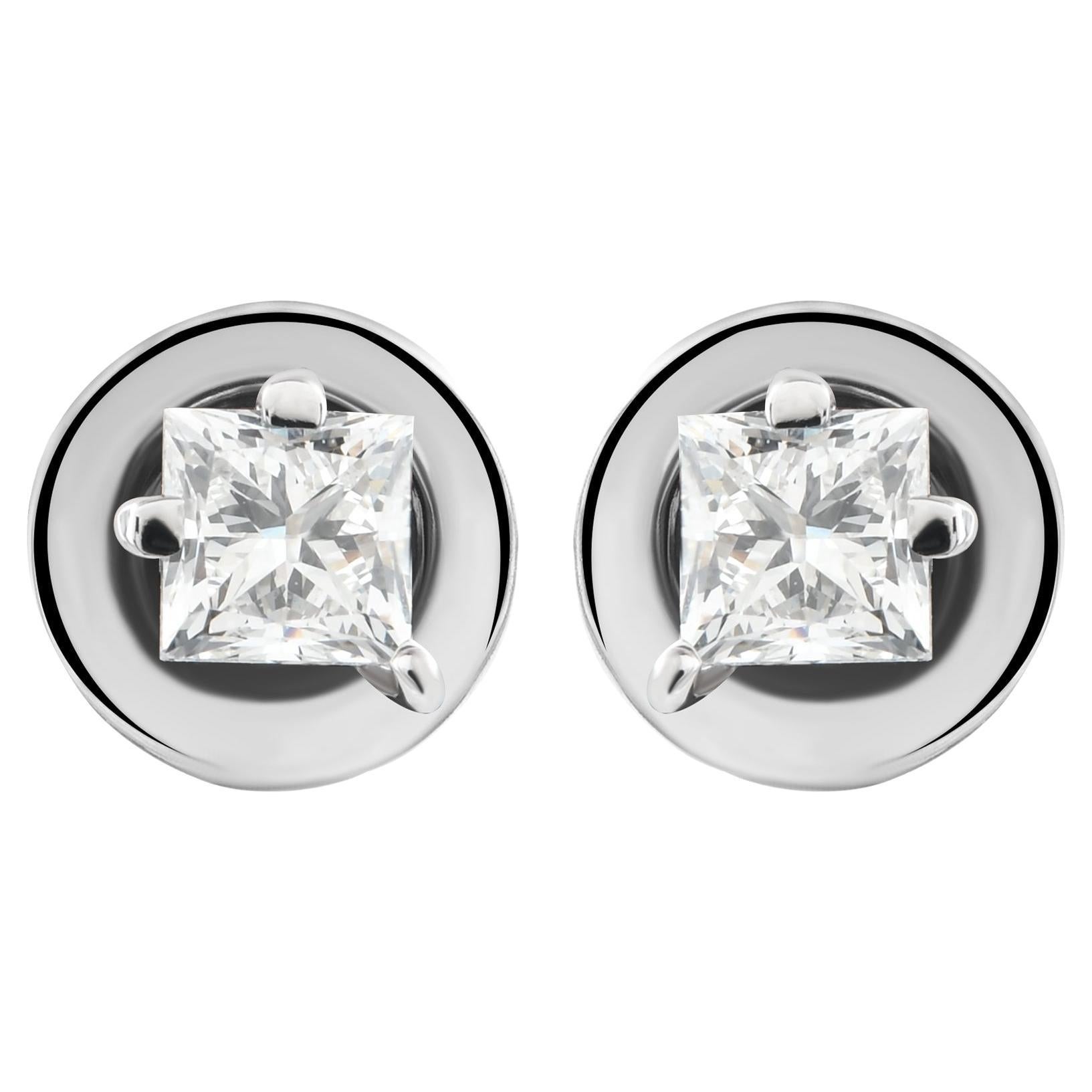 Natürliche 0,63 Karat SI Reinheit HI Farbe Diamant Ohrringe 9 Karat Weißgold