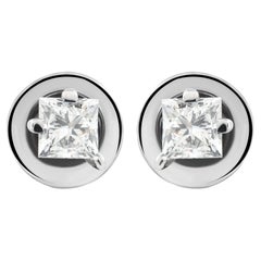 Pendientes finos de diamantes naturales de 0,63 quilates, claridad SI y color HI, oro blanco de 9 quilates