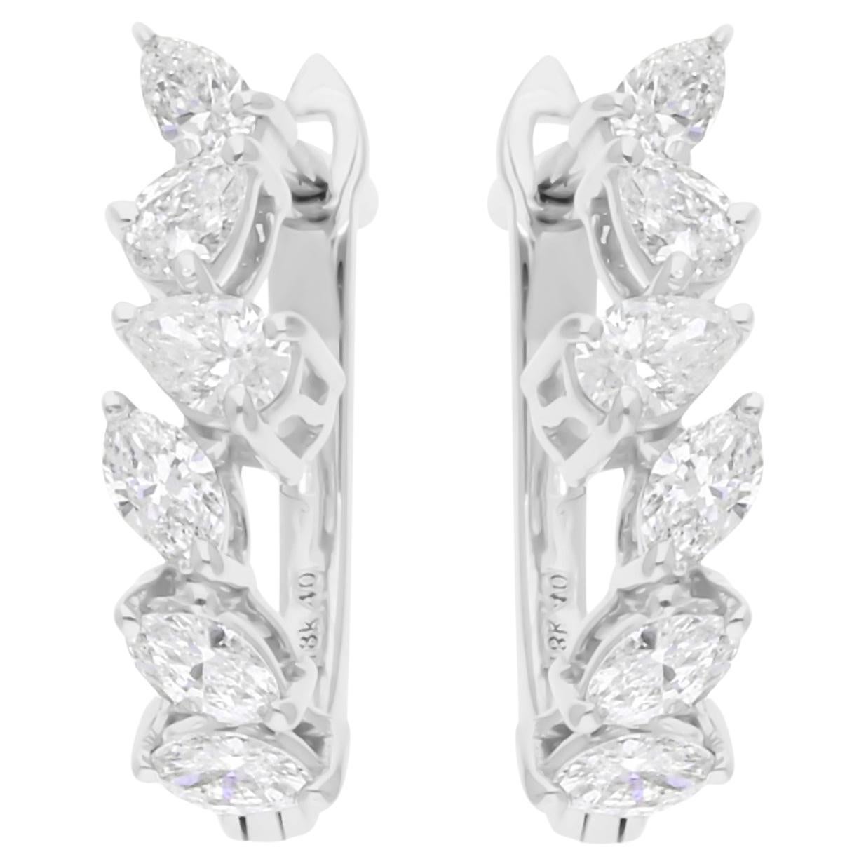 Pendientes de diamantes naturales talla pera brillante SI/H de 0,63 quilates y oro blanco de 14 quilates