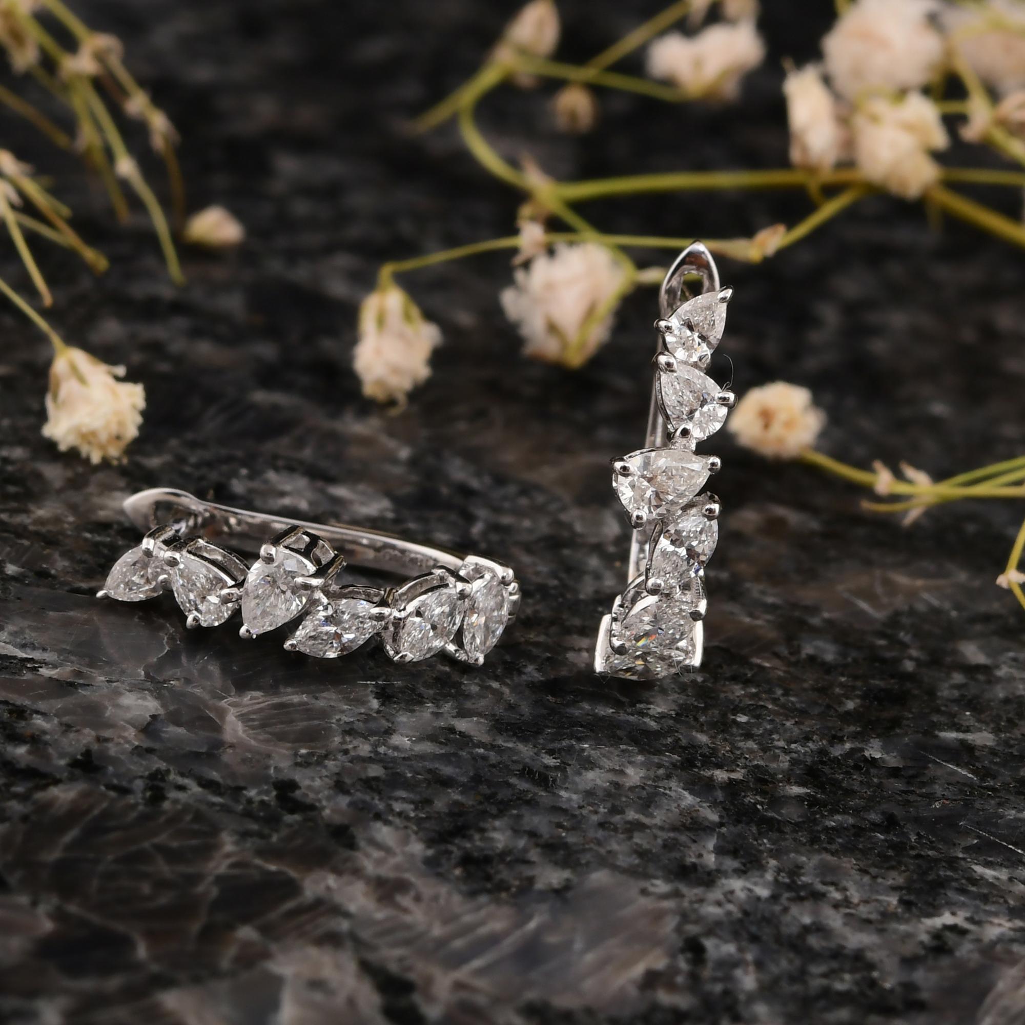 Moderne Nature 0.63 Carats SI/H Boucles d'oreilles diamant poire taille brillant Or blanc 18 Karat en vente