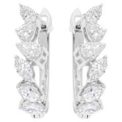 Natural 0.63 Carats SI/H Pear Brilliant Cut Diamond Earrings 18 Karat White Gold