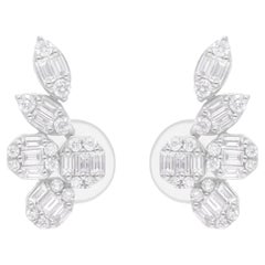 Natürliche 0,64 Karat SI/H Baguette-Diamant-Ohrringe 14 Karat Weißgold Schmuckschmuck