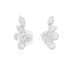 Pendientes de diamantes baguette SI/H naturales de 0,64 quilates Joyas de oro blanco de 18 quilates