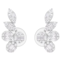 Natürliche 0,64 Karat SI/H Baguette-Diamant-Ohrringe aus 18 Karat Weißgold Schmuck