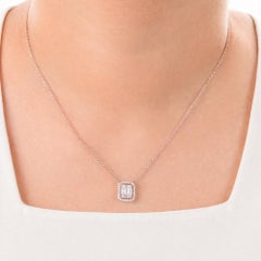 Natural 0.64ct Diamond Cluster Halo Pendant Necklace 18k Rose Gold