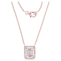 Collana con ciondolo a forma di cluster di diamanti naturali da 0,64 carati in oro rosa 18 carati