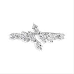Natürlicher 0,65 Karat zertifizierter SI/H Diamant Offener Ring 14 Karat Weißgold Schmuck