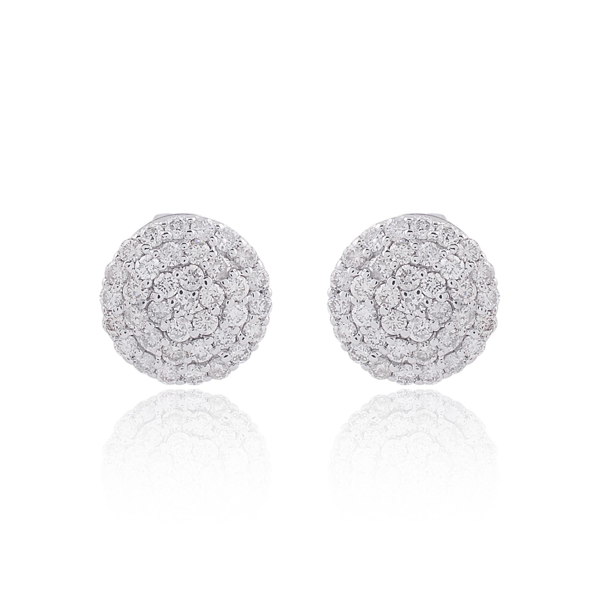 Illuminate your ensemble with the enchanting sparkle of these Natural 0.65 Carat Round Diamond Disc Stud Earrings, elegantly crafted in gleaming 10 Karat White Gold. These captivating earrings are a celebration of modern elegance and sophistication,