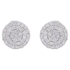 Natural 0.65 Carat Round Diamond Disc Stud Earrings 10 Karat White Gold Jewelry