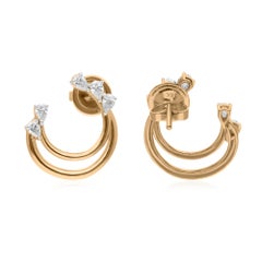Natural 0.65 Carat SI Clarity HI Color Diamond Earrings 18 Karat Yellow Gold
