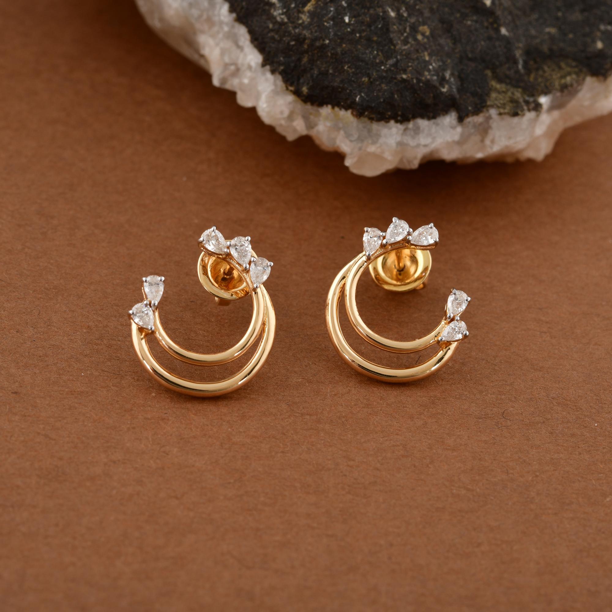 Pendientes de diamantes naturales de 0,65 quilates, claridad SI y color HI, oro amarillo de 18 quilates Moderno en venta