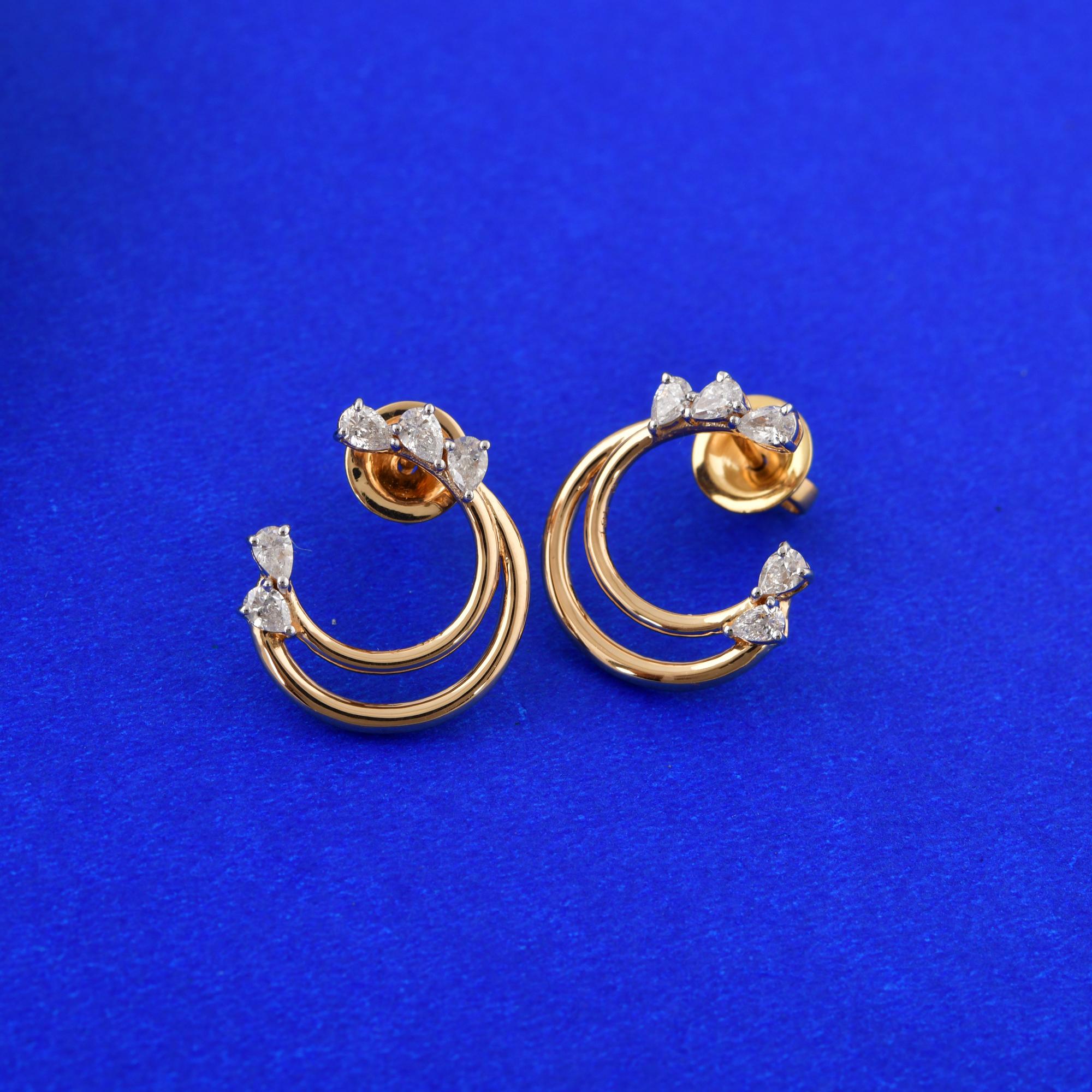 Pendientes de diamantes naturales de 0,65 quilates, claridad SI y color HI, oro amarillo de 18 quilates Corte pera en venta