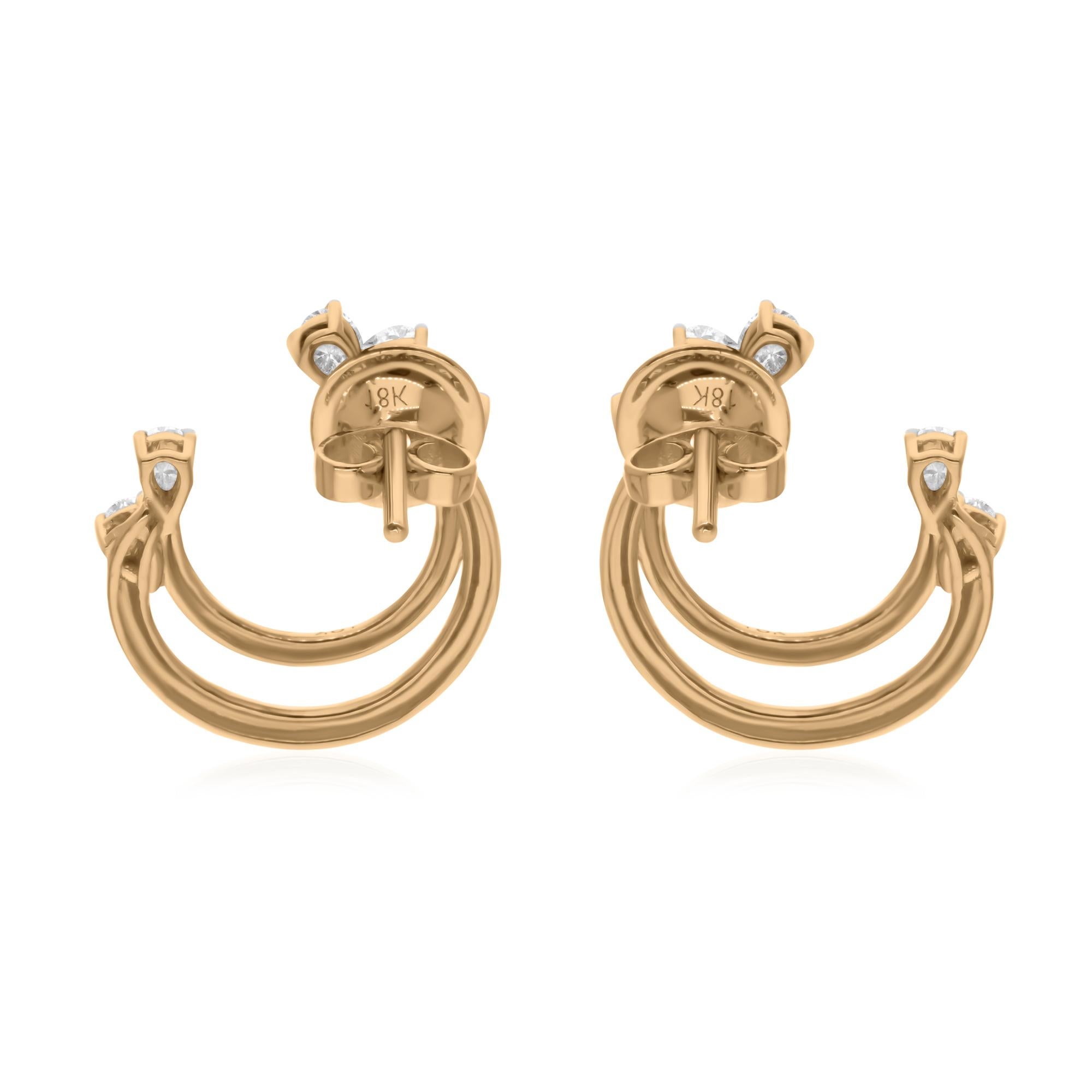 Pendientes de diamantes naturales de 0,65 quilates, claridad SI y color HI, oro amarillo de 18 quilates en Nuevo estado para la venta en Diera, Dubai