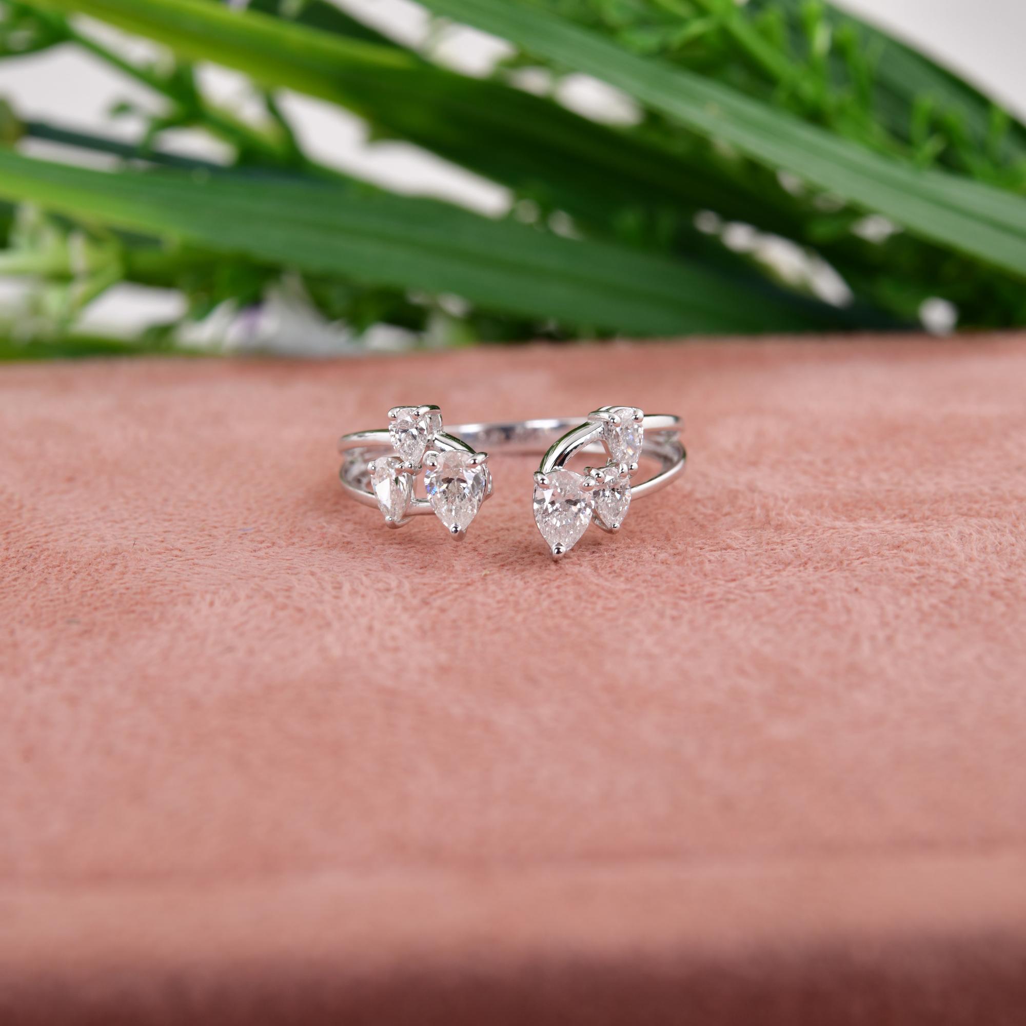 Natürlicher 0,65 Karat SI Reinheit HI Farbe Diamantring 14 Karat Weißgold Schmuckstück mit Diamanten Damen im Angebot