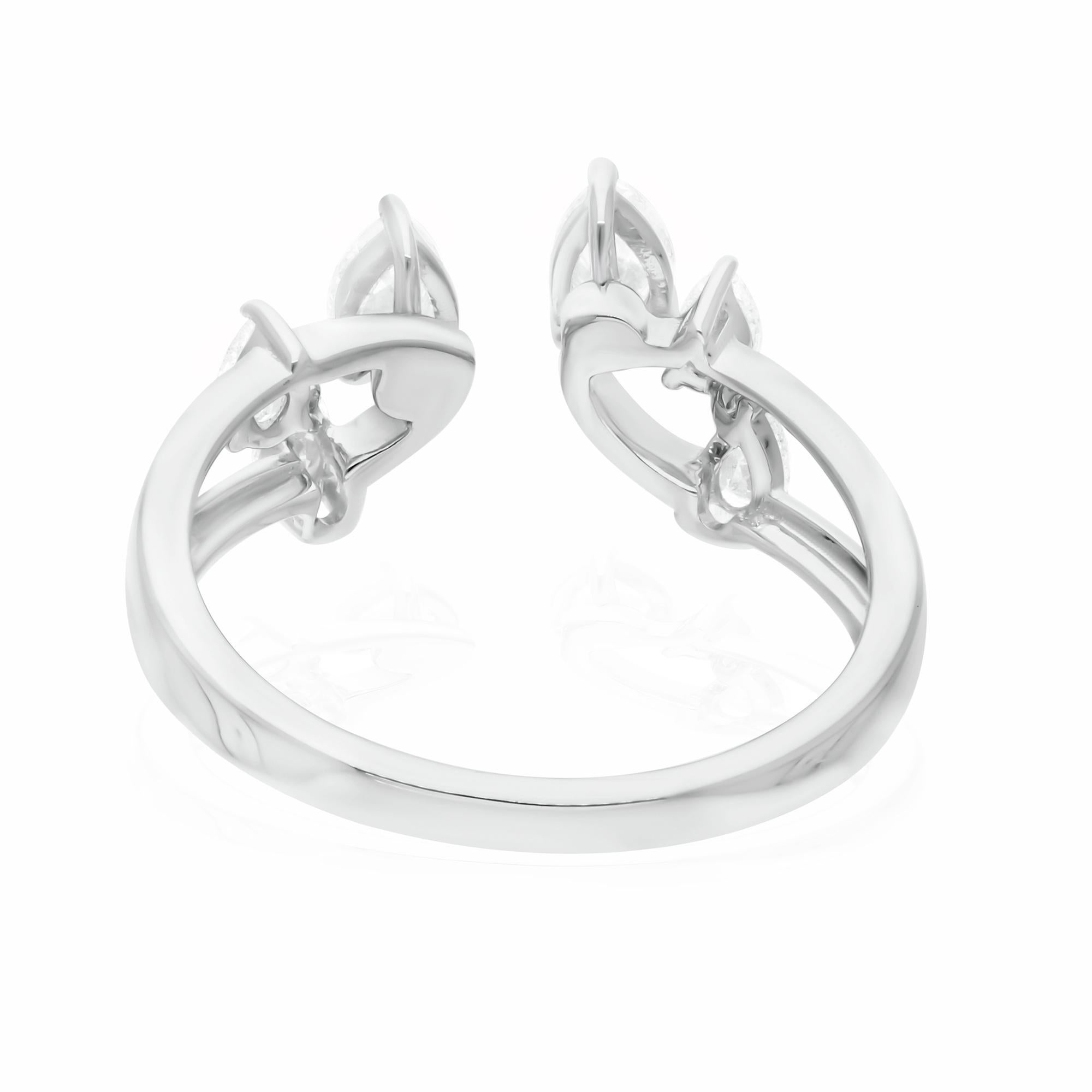 Natürlicher 0,65 Karat SI Reinheit HI Farbe Diamantring 14 Karat Weißgold Schmuckstück mit Diamanten im Angebot 1