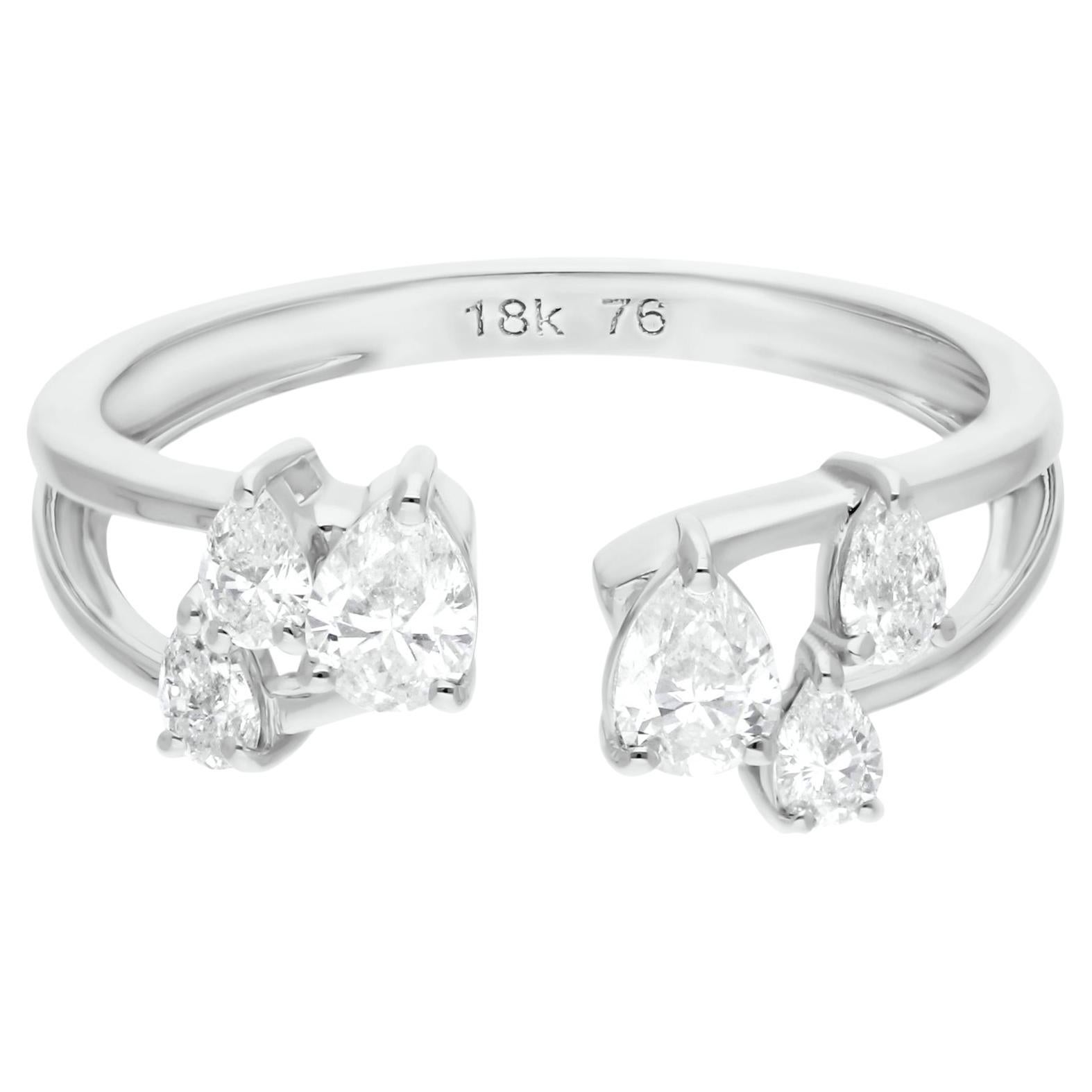 Natural 0.65 Carat SI Clarity HI Color Diamond Ring 14 Karat White Gold Jewelry