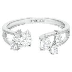 Natürlicher 0,65 Karat SI Reinheit HI Farbe Diamantring 14 Karat Weißgold Schmuckstück mit Diamanten