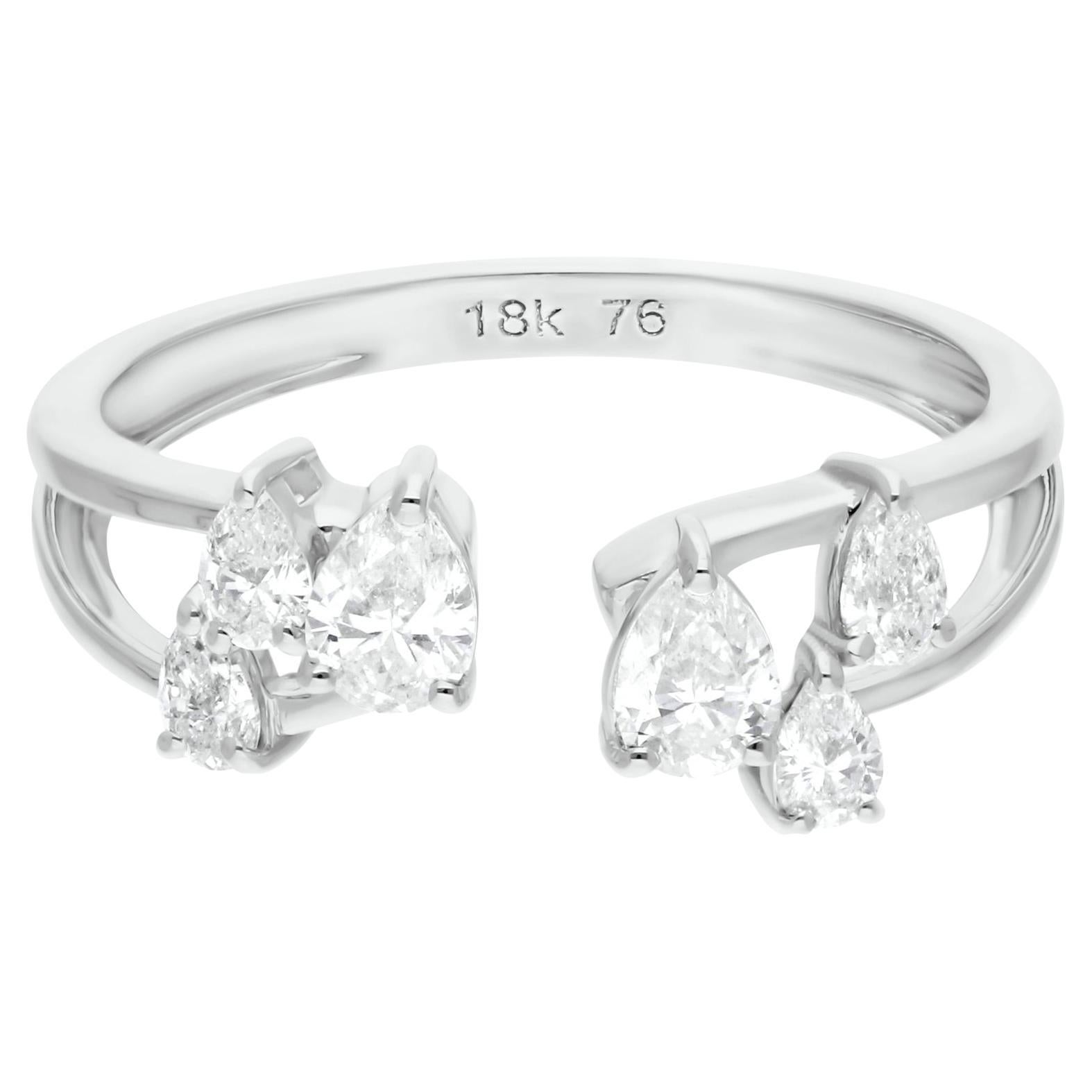 Anello con diamante naturale da 0,65 carati SI Clarity HI Color Gioielli in oro bianco 18 carati in vendita