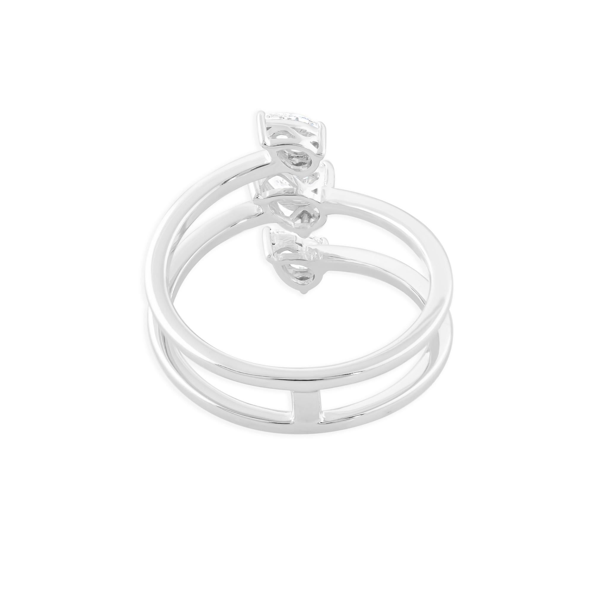 Pear Cut Natural 0.65 Carat SI Clarity HI Color Pear Diamond Ring 18 Karat White Gold For Sale