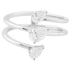 Bague en or blanc 18 carats avec diamant poire naturel de 0,65 carat de pureté SI de couleur hi-colore