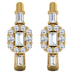 Natural 0.65 Carat SI/H Round Briliant Cut Diamond Earrings 18 Karat Yellow Gold