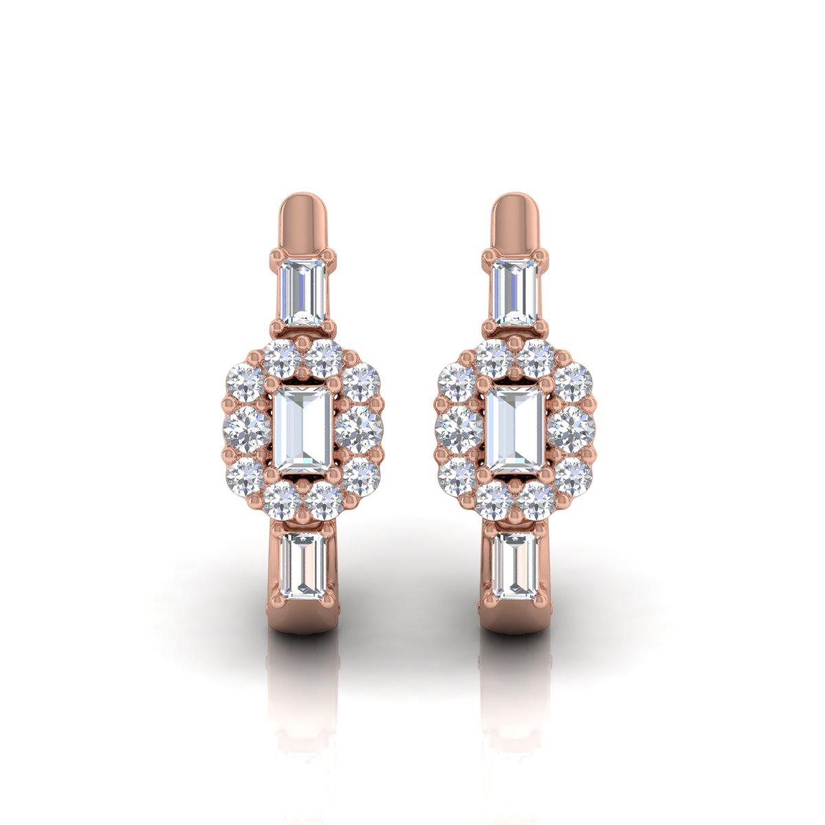 Modern Natural 0.65 Carat SI/H Round Brilliant Cut Diamond Earrings 18 Karat Rose Gold For Sale