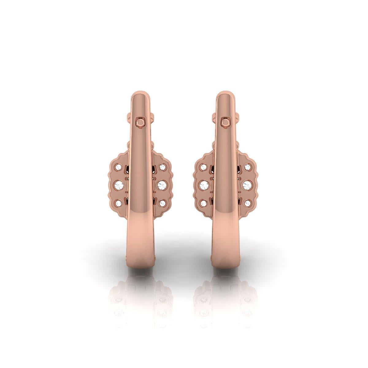 Round Cut Natural 0.65 Carat SI/H Round Brilliant Cut Diamond Earrings 18 Karat Rose Gold For Sale