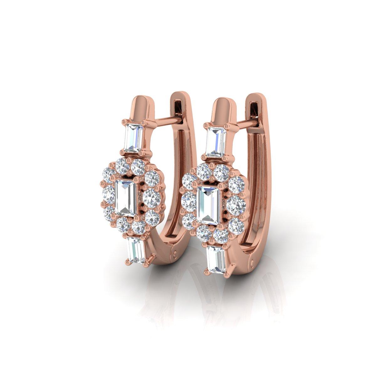 Natural 0.65 Carat SI/H Round Brilliant Cut Diamond Earrings 18 Karat Rose Gold In New Condition For Sale In Diera, Dubai