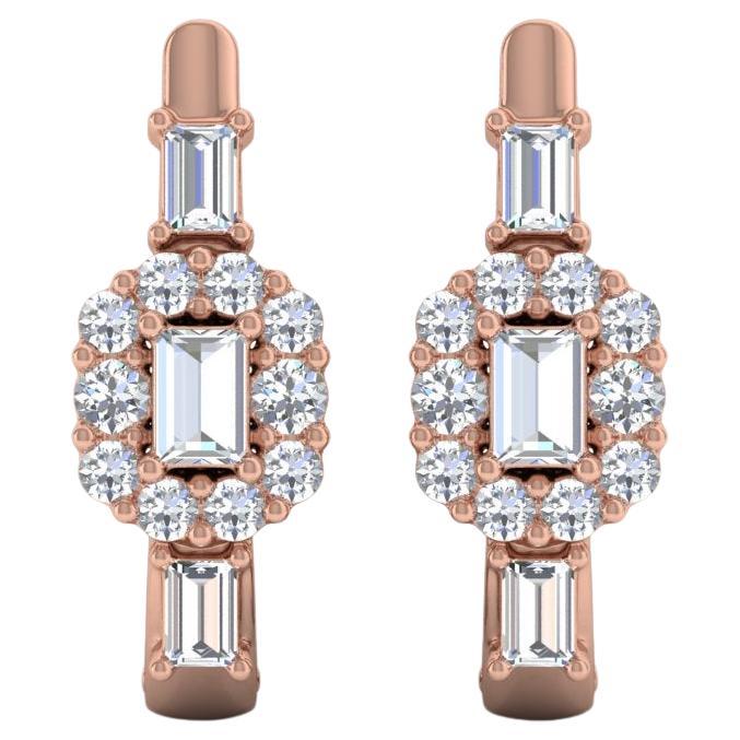 Natural 0.65 Carat SI/H Round Brilliant Cut Diamond Earrings 18 Karat Rose Gold