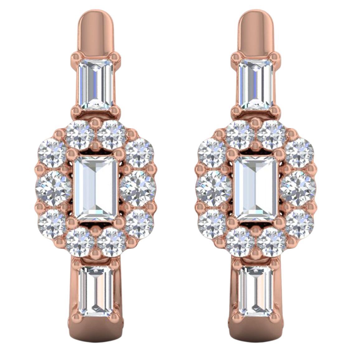 Natural 0.65 Carat SI/H Round Brilliant Cut Diamond Earrings 18 Karat Rose Gold