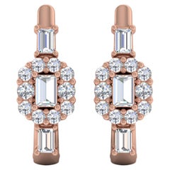 Pendientes de diamantes naturales talla brillante redonda SI/H de 0,65 quilates y oro rosa de 18 quilates