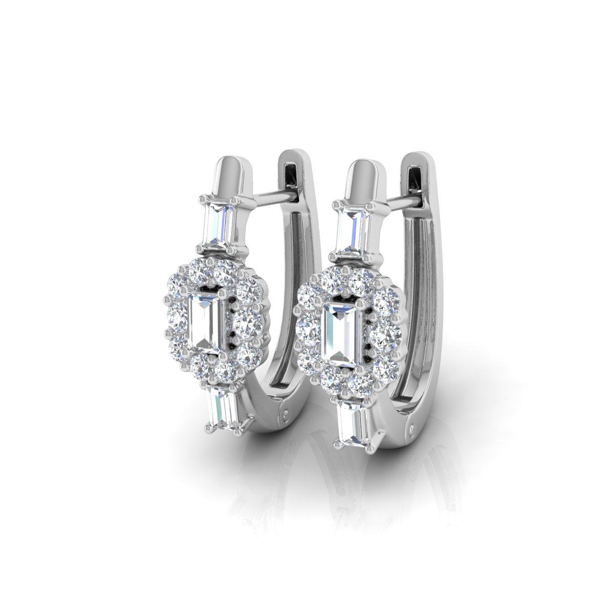 Round Cut Natural 0.65 Carat SI/H Round Brilliant Cut Diamond Earrings 18 Karat White Gold For Sale