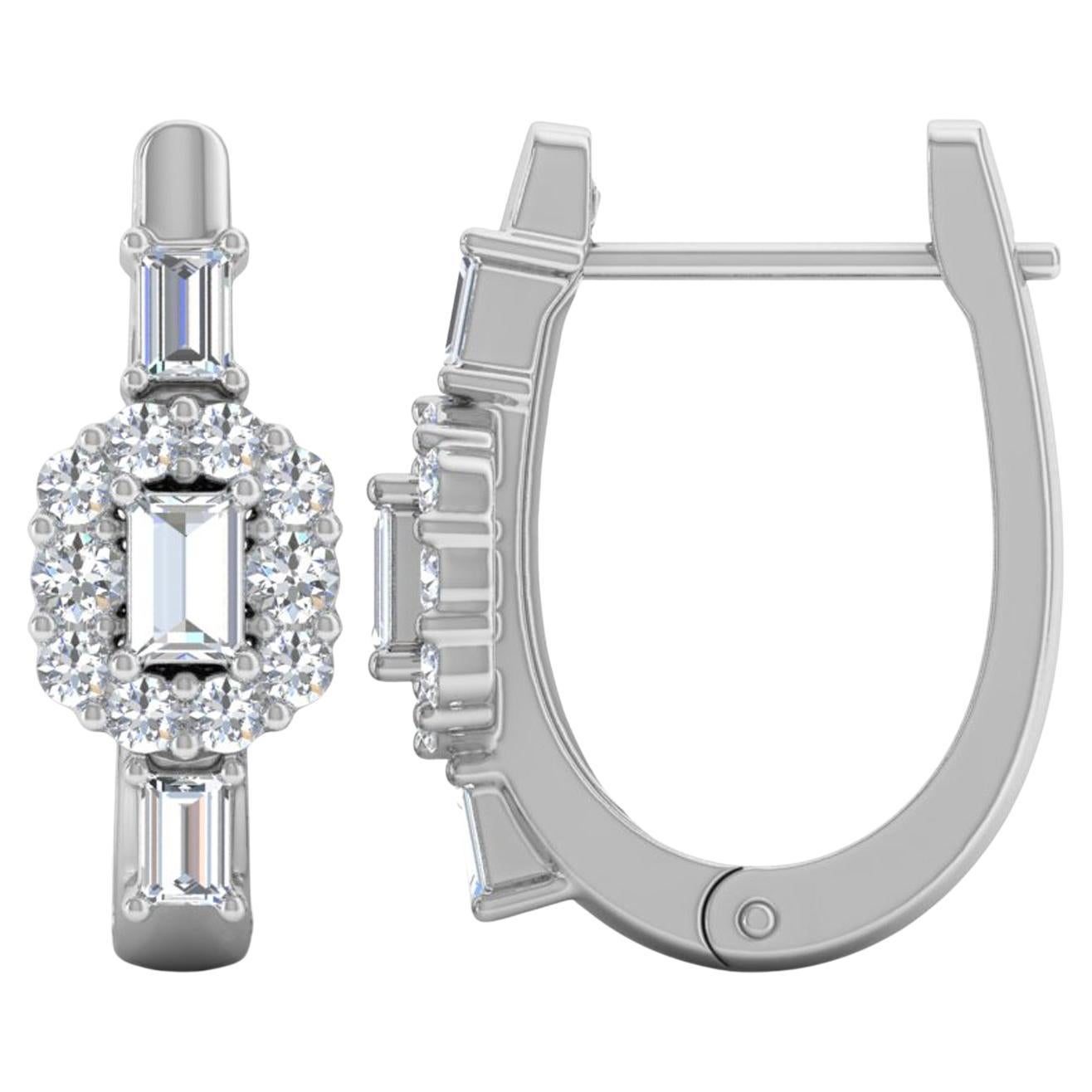 Pendientes de diamantes naturales talla brillante redonda SI/H de 0,65 quilates y oro blanco de 18 quilates