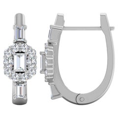 Pendientes de diamantes naturales talla brillante redonda SI/H de 0,65 quilates y oro blanco de 18 quilates