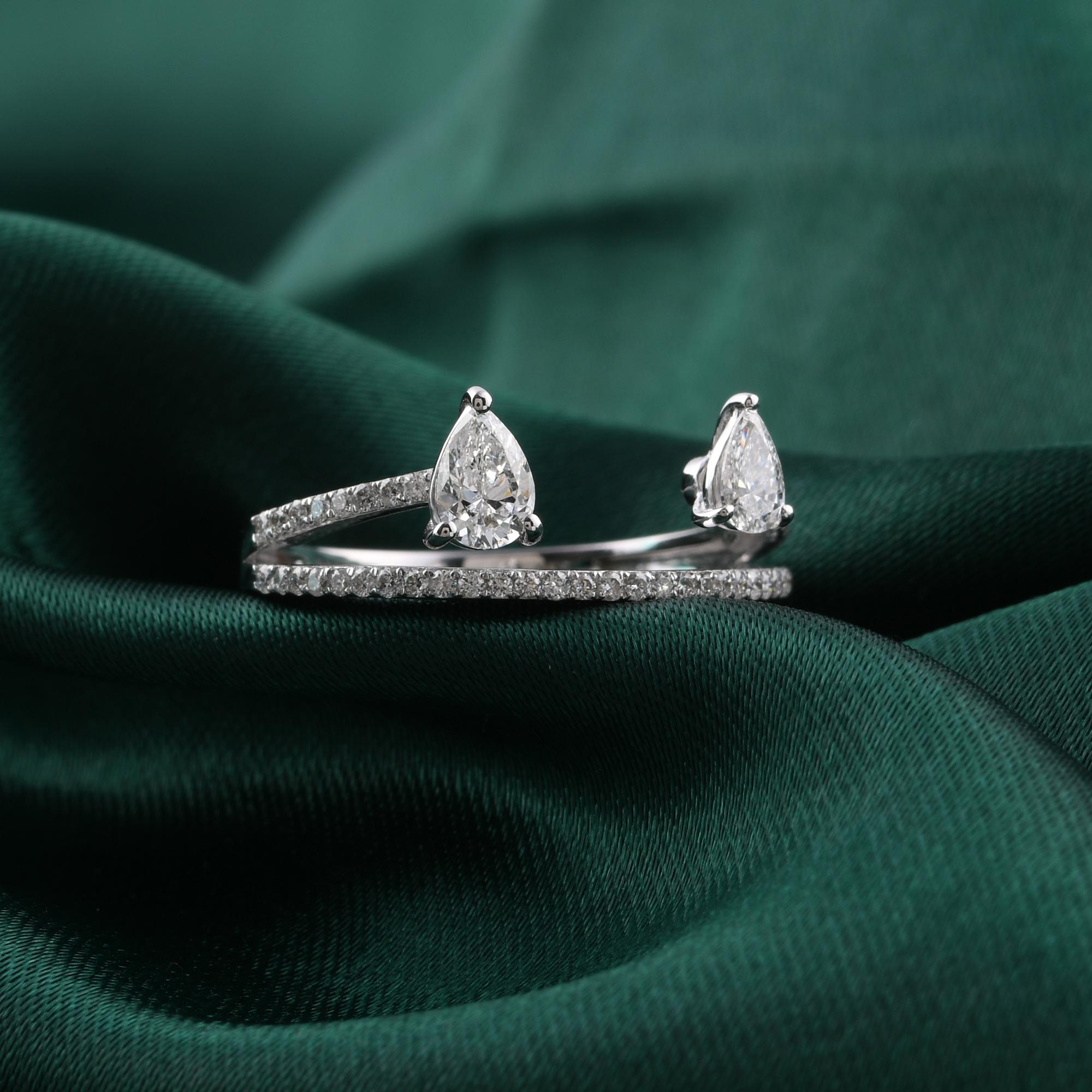 Im Angebot: Natürlicher 0,66 Karat SI/H Diamant offener Verlobungsring 14 Karat Weißgold () 4