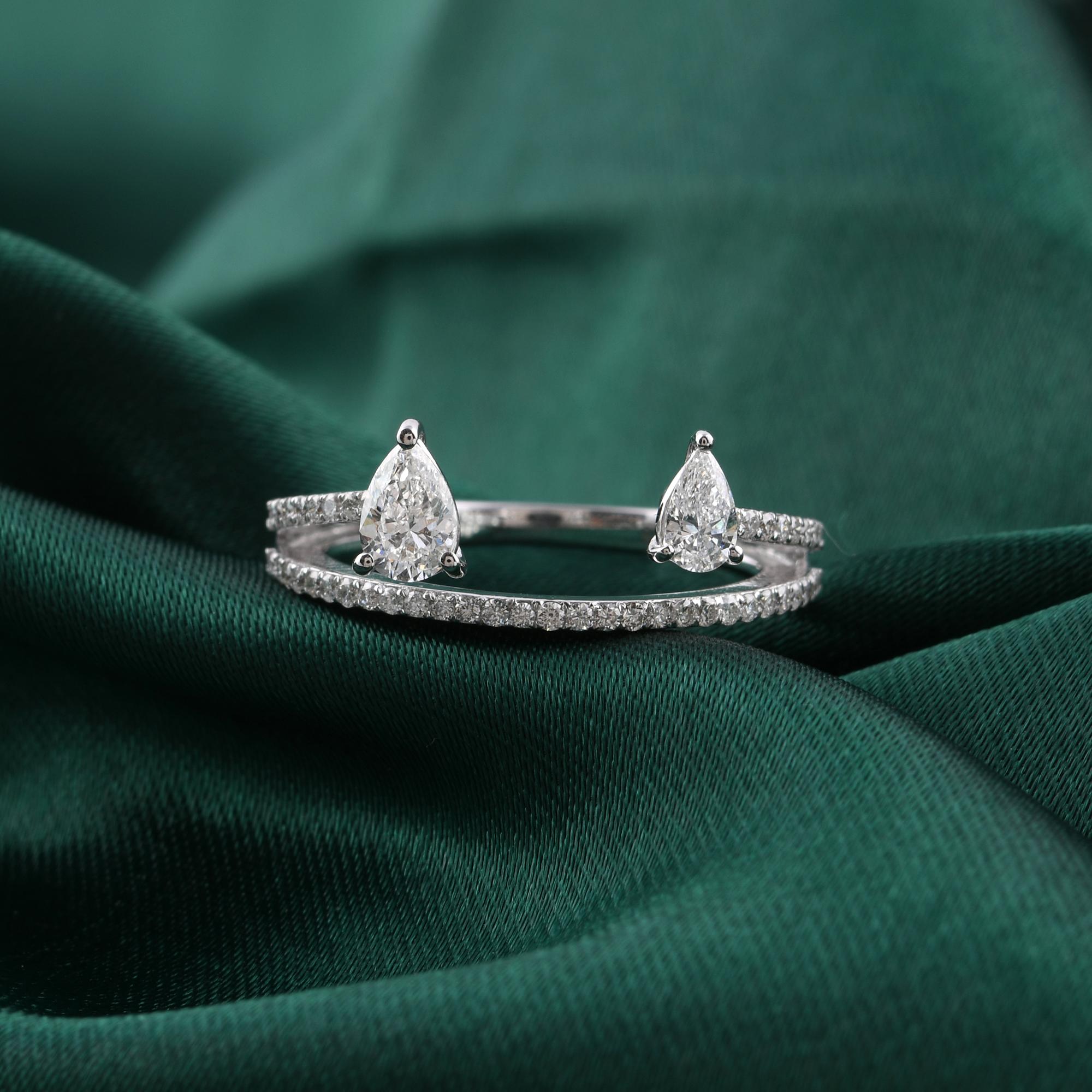 En venta: Anillo de compromiso abierto con diamante SI/H natural de 0,66 quilates y oro blanco de 18 quilates  7