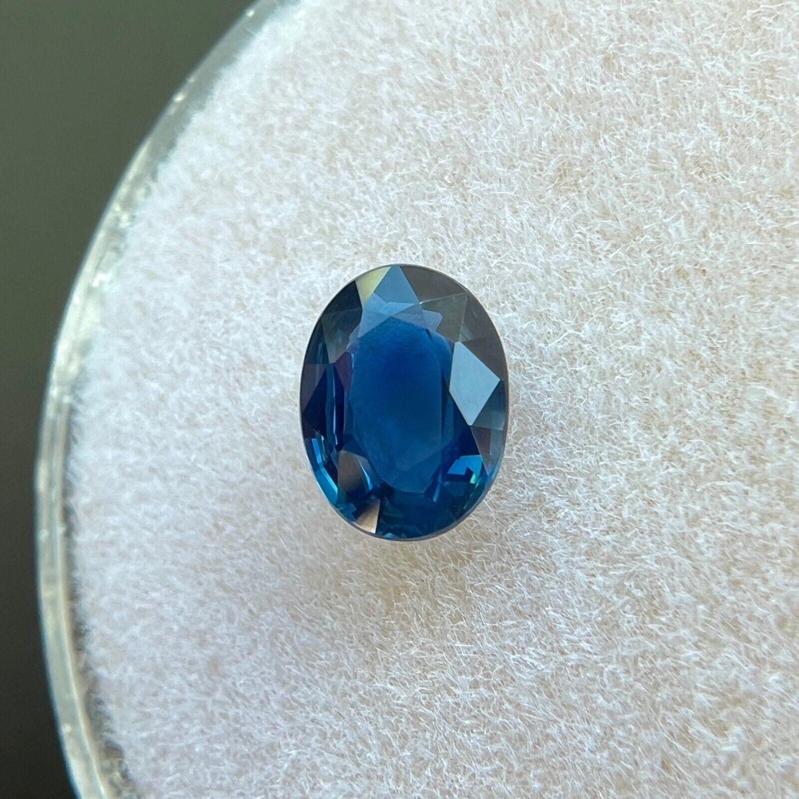Women's or Men's Natural 0.66ct Deep Blue Sapphire Oval Cut Rare Loose Gemstone VVS For Sale