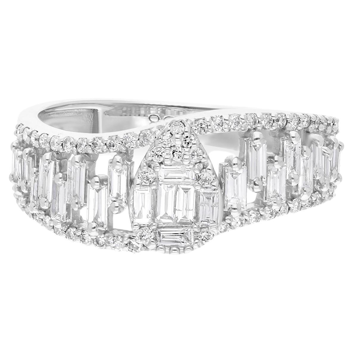 Natural 0.67 Carat SI Clarity HI Color Diamond 18 Karat Solid White Gold Ring For Sale