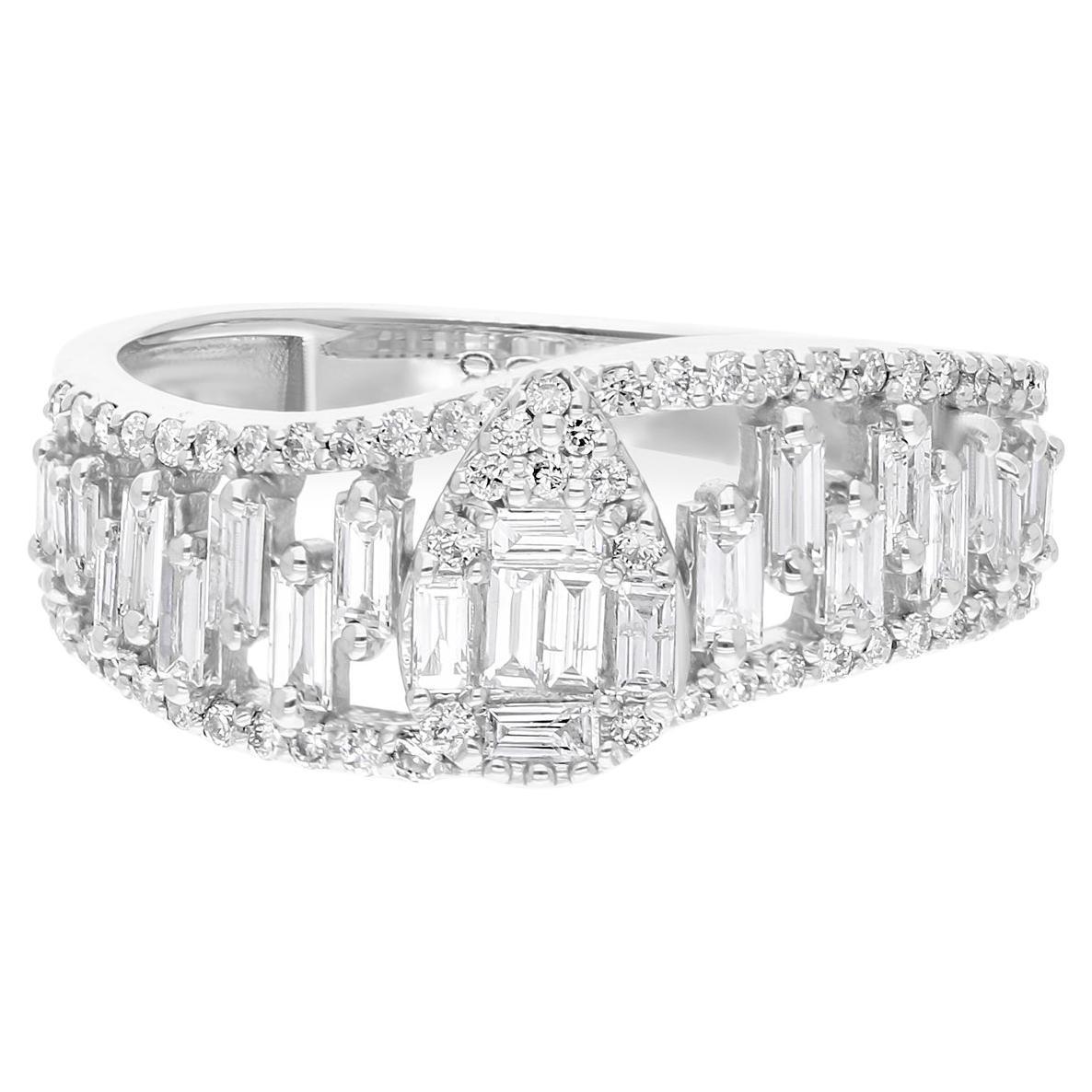 Diamante naturale da 0,67 carati SI Clarity HI Color Anello in oro bianco massiccio 18 carati