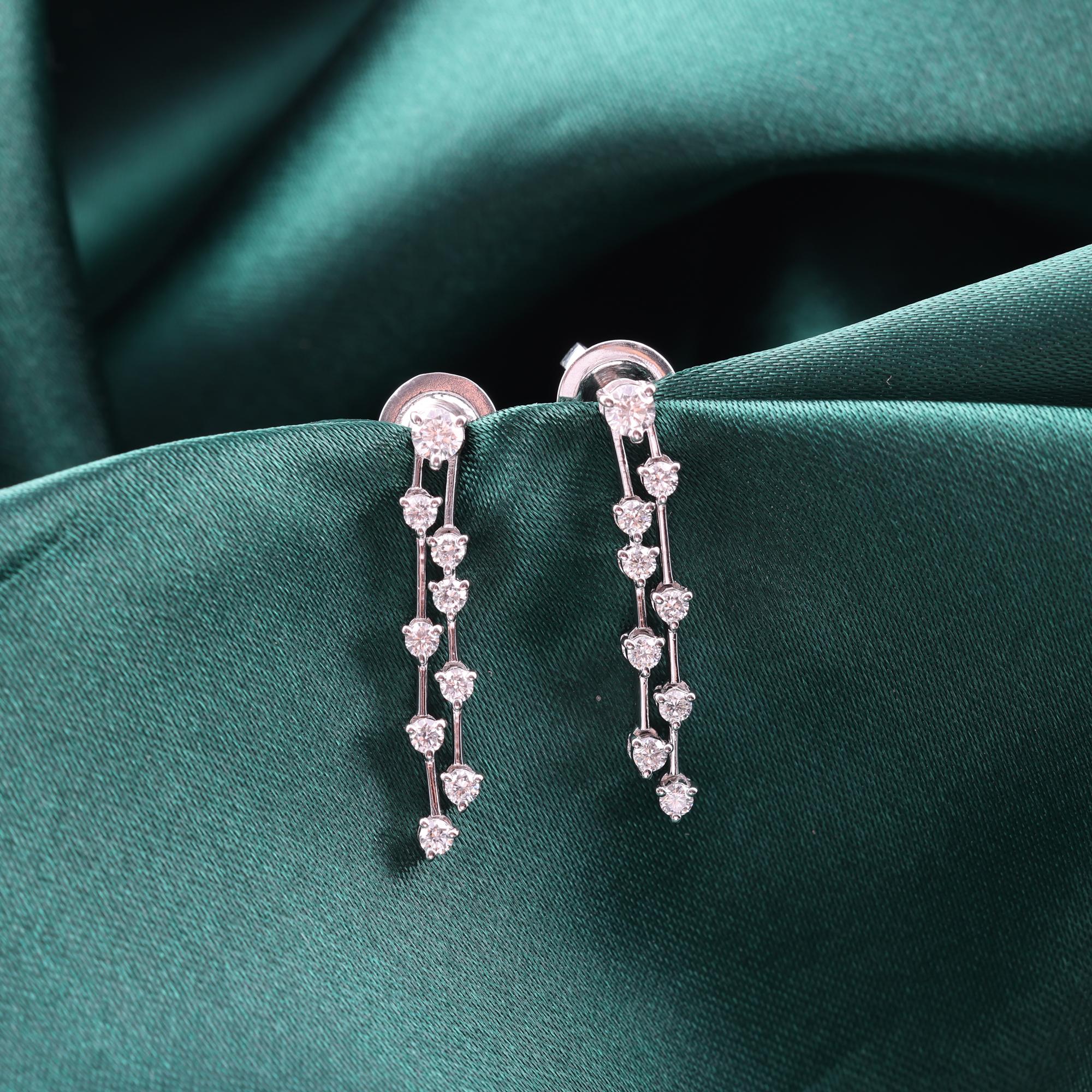 Natürliche 0,67 Karat SI Reinheit HI Farbe Diamant Ohrringe 9 Karat Weißgold Damen im Angebot