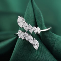 0.67 Carat Natural Marquise Cut Diamond Open Engagement Ring 18K White Gold