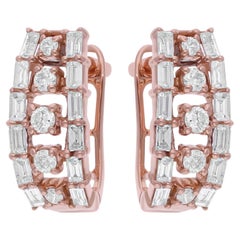 Orecchini a clip con diamante baguette naturale da 0,67 carati SI/H Oro rosa 14 carati