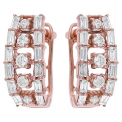 Orecchini a clip con diamante baguette naturale da 0,67 carati SI/H Oro rosa 18 carati